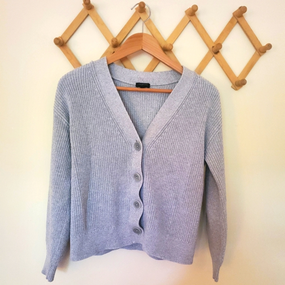 Talbots Chunky Gray Thick V Neck Knitted Cardigan